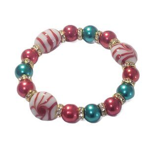 Christmas Peppermint Bracelet Stretchy Handmade